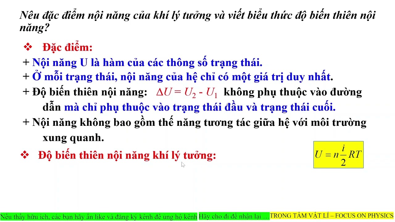 Đặc Điểm Của Nội Năng