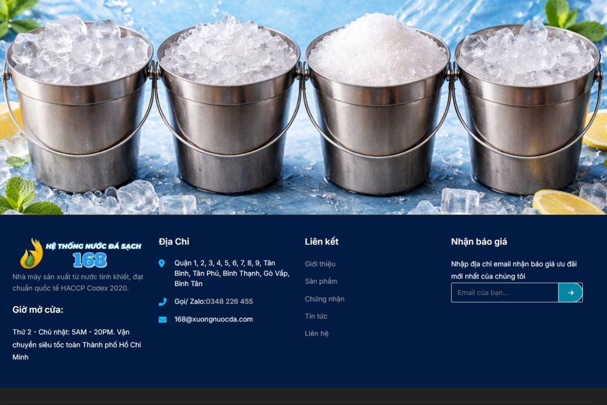 Những nội dung cần có trên website xưởng nước đá