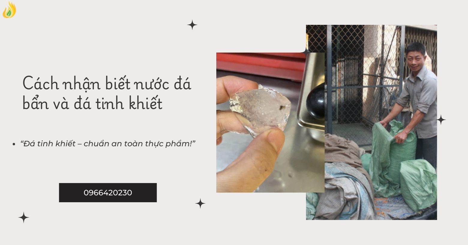 So sánh nước đá tinh khiết và nước đá gia công