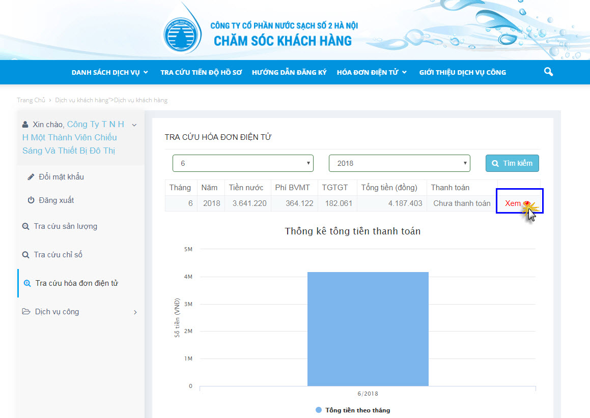 Tra Cứu Hóa Đơn Nước Sạch Hà Nội Online