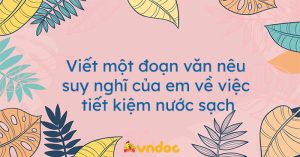 Read more about the article Viết Đoạn Văn Nêu Suy Nghĩ Của Em Về Việc Tiết Kiệm Nước Sạch